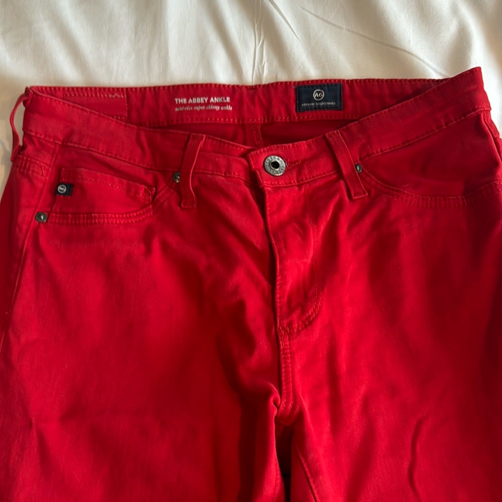 AG Red Skinny Jeans Size 26R not hemmed